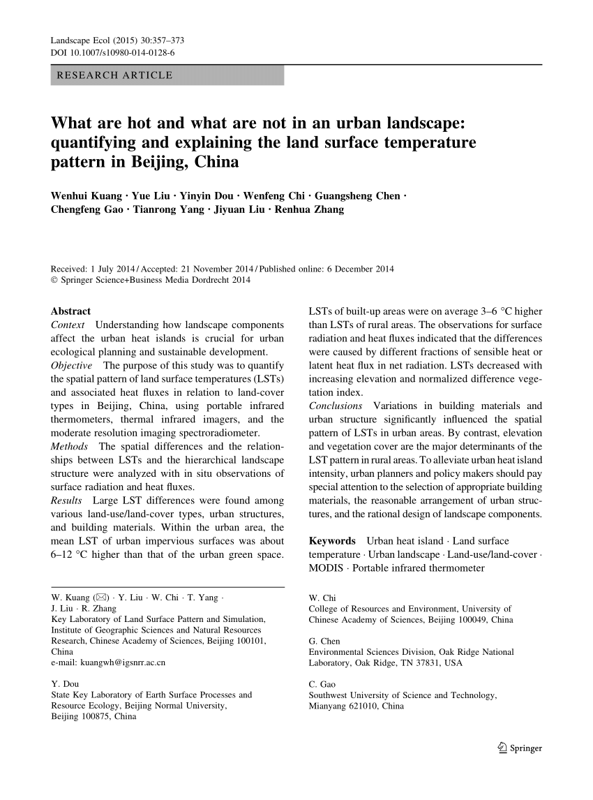 PDF) What are hot and what are not in an urban landscape 
