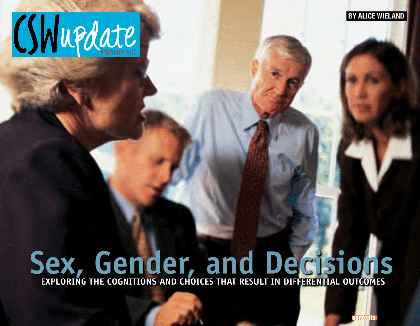 Pdf Sex Gender And Decisions Exploring The Cognitions And Choices