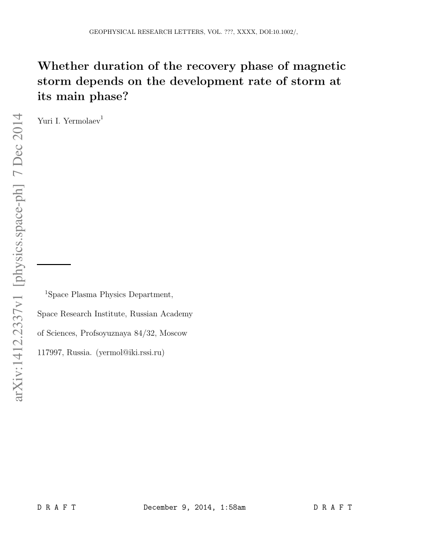 (PDF) Whether duration of the recovery phase of storm depends