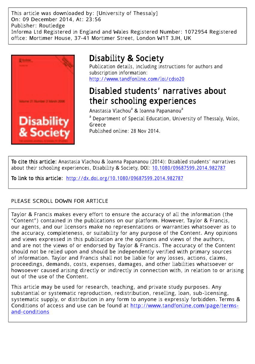 disabled students research paper