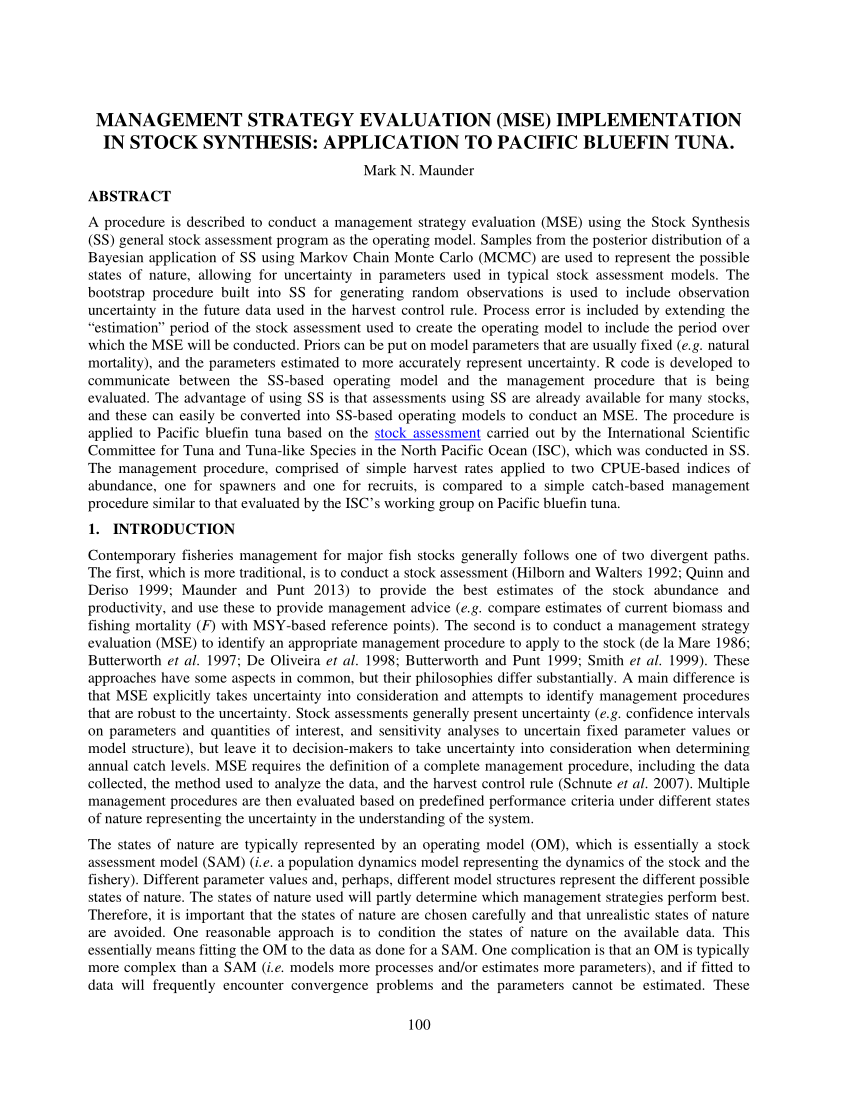 PDF MANAGEMENT STRATEGY EVALUATION MSE IMPLEMENTATION IN STOCK  