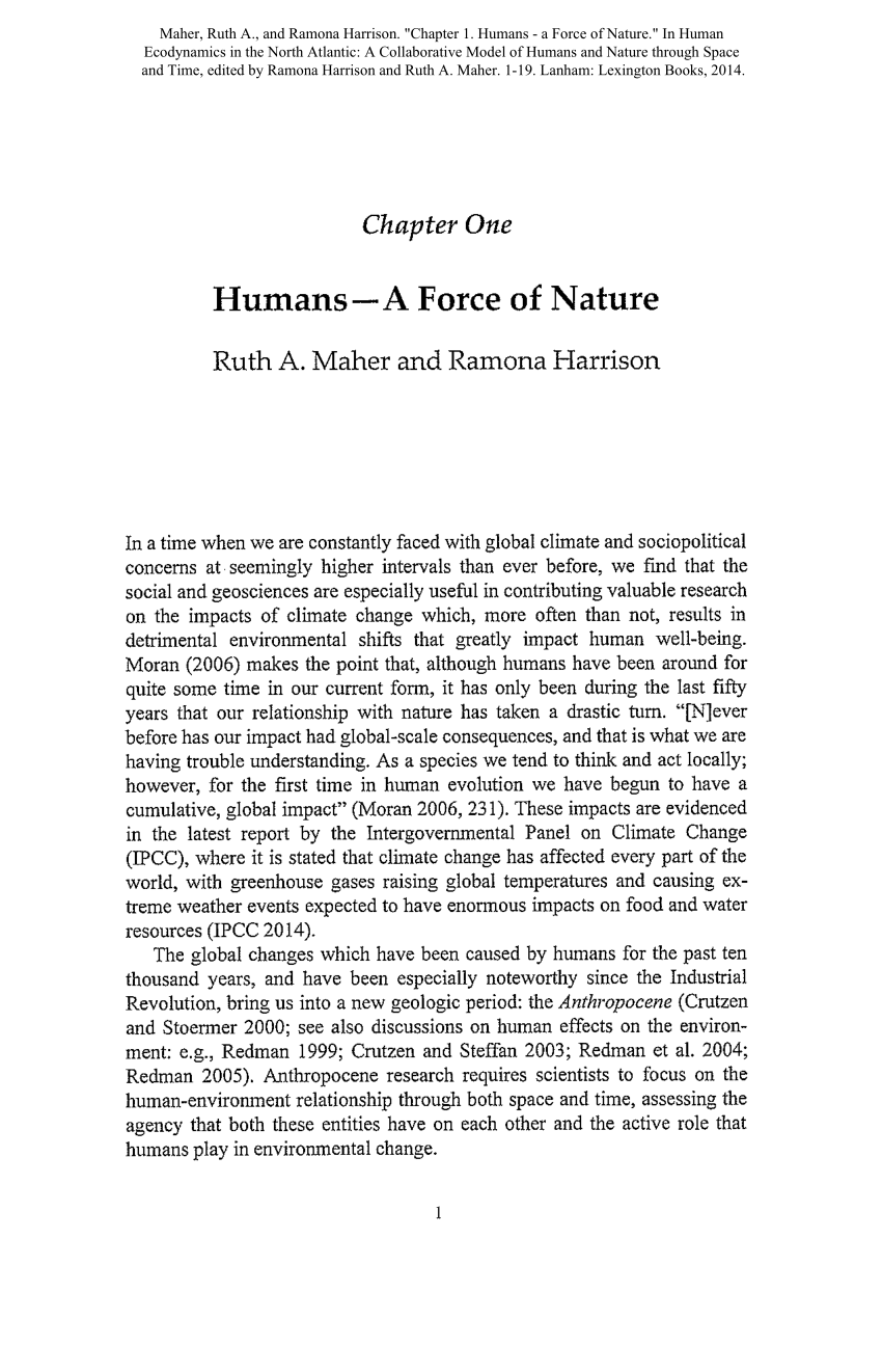 klasselærer madlavning Match PDF) Humans – a Force of Nature