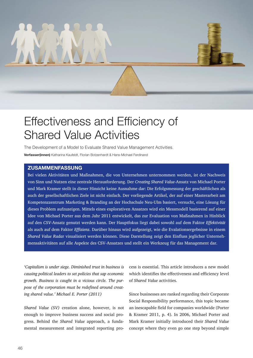 Pdf Effectiveness And Efficiency Of Shared Value Activities The Development Of A Model To Evaluate Shared Value Management Activities
