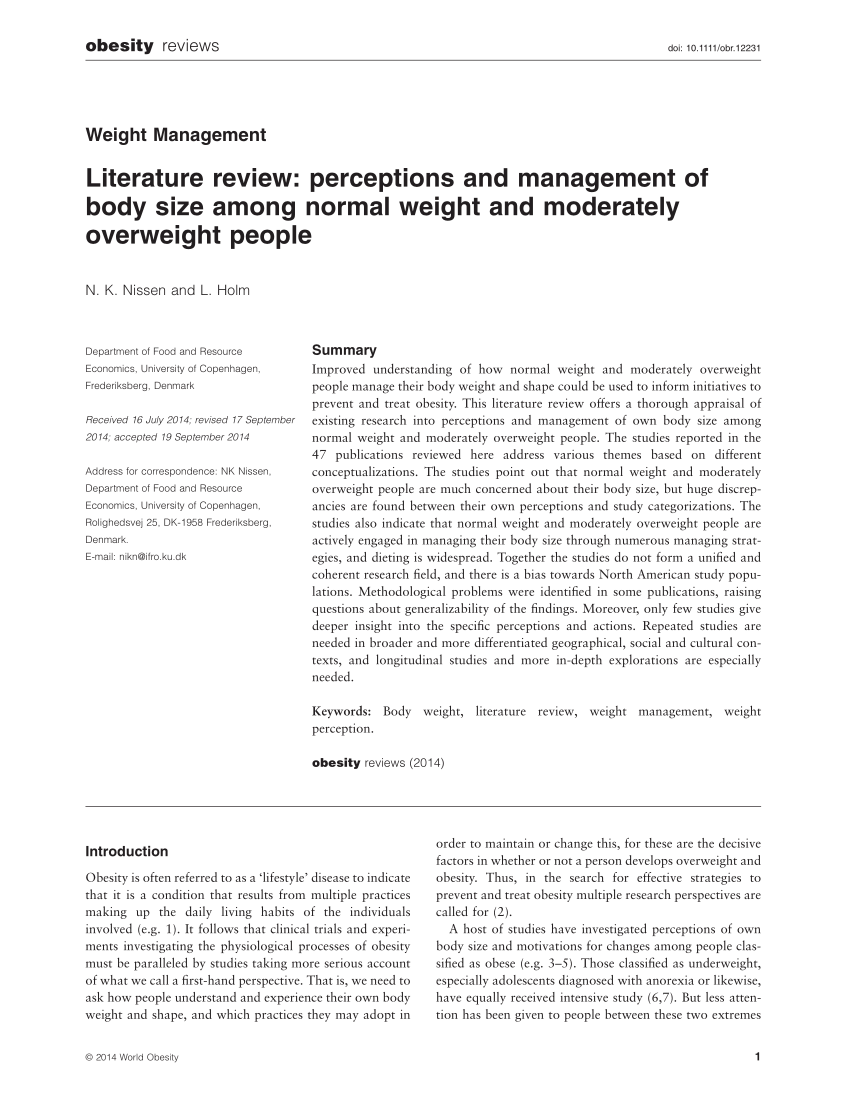 literature review of weight management