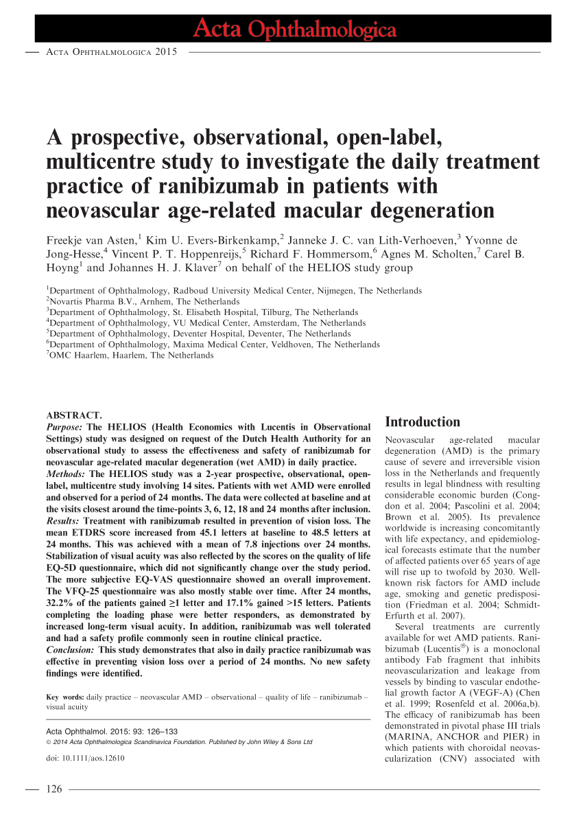 PDF) Real-world variability in ranibizumab treatment and associated  clinical, quality of life, and safety outcomes over 24 months in patients  with neovascular age-related macular degeneration: The HELIOS study