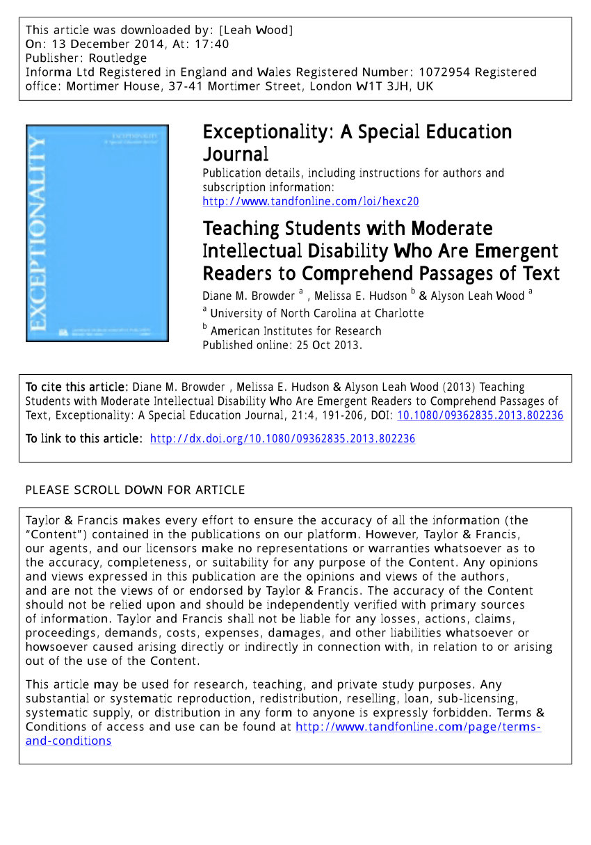 special education journal articles