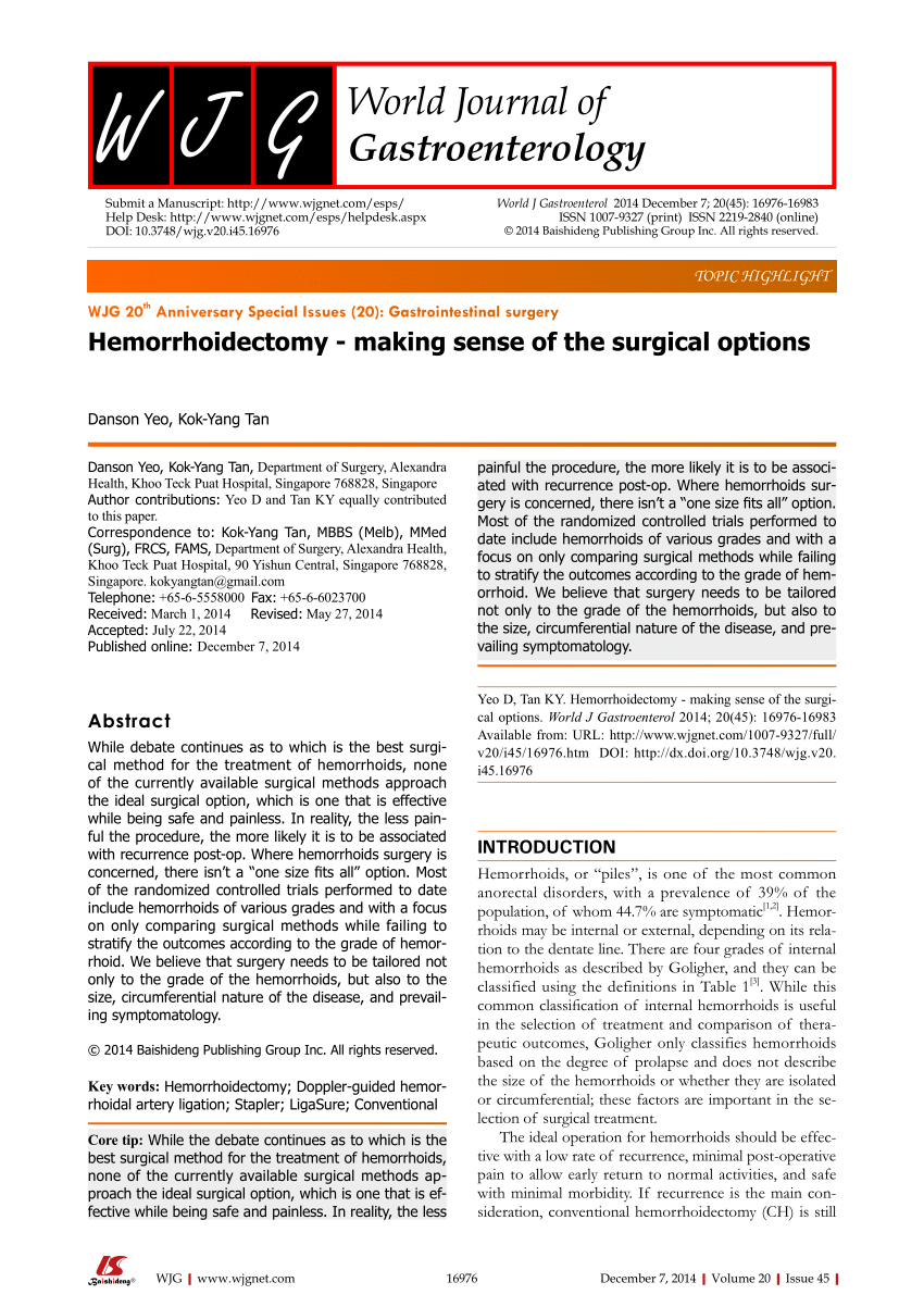 (PDF) Hemorrhoidectomy making sense of the surgical options