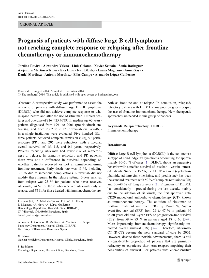 (PDF) 📄 Prognosis of patients with diffuse large B cell lymphoma not