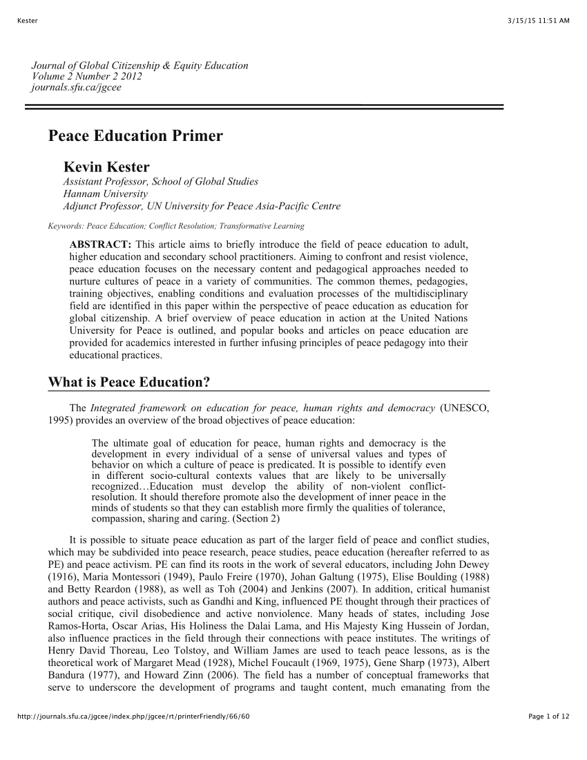 Pdf Peace Education Primer - 