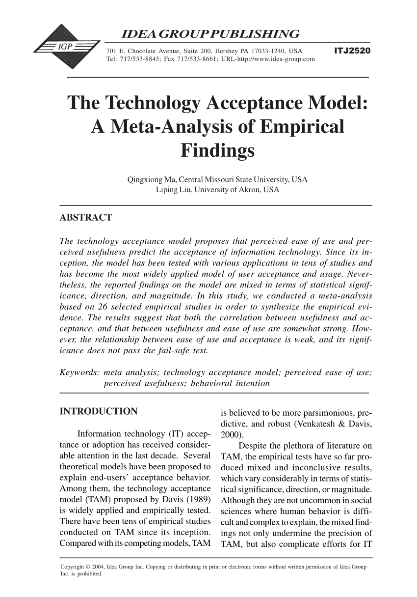 research articles on technology acceptance model