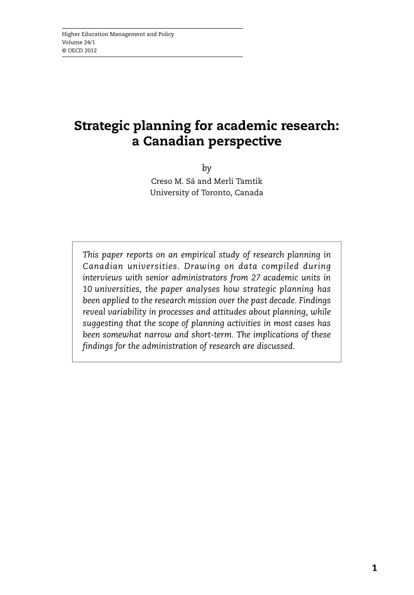 strategic planning scholarly articles