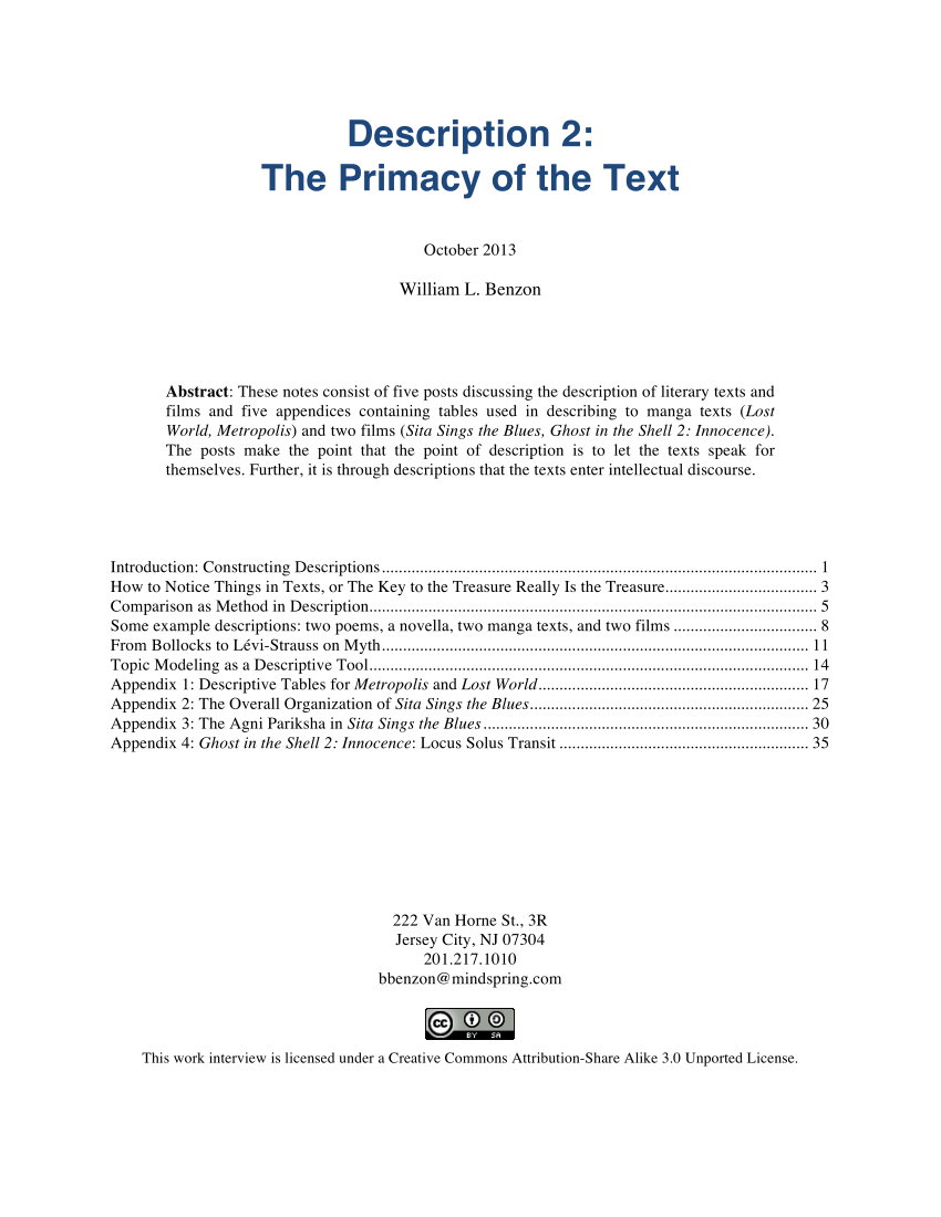 Pdf Description 2 The Primacy Of The Text