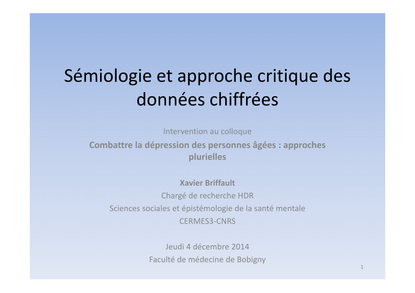 Pdf Semiologie Et Approche Critique Des Donnees Chiffrees