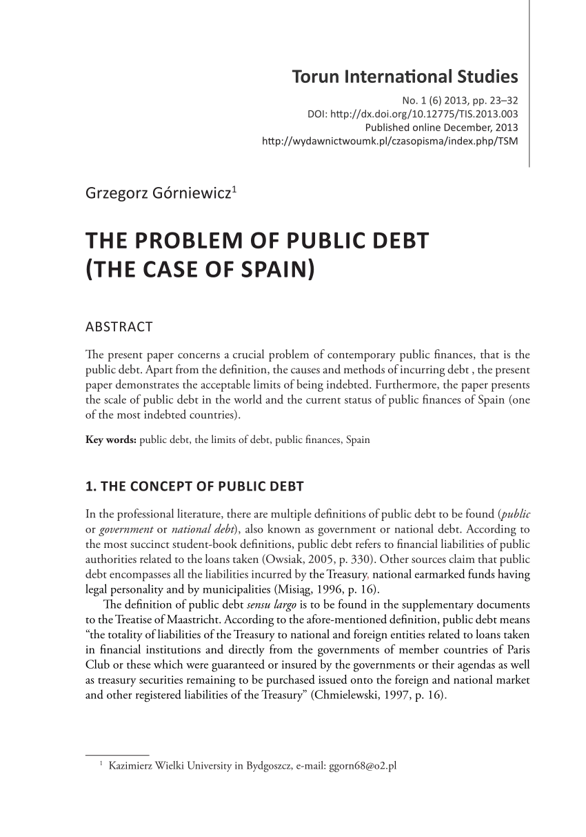 pdf) the problem of public debt (the case of spain)