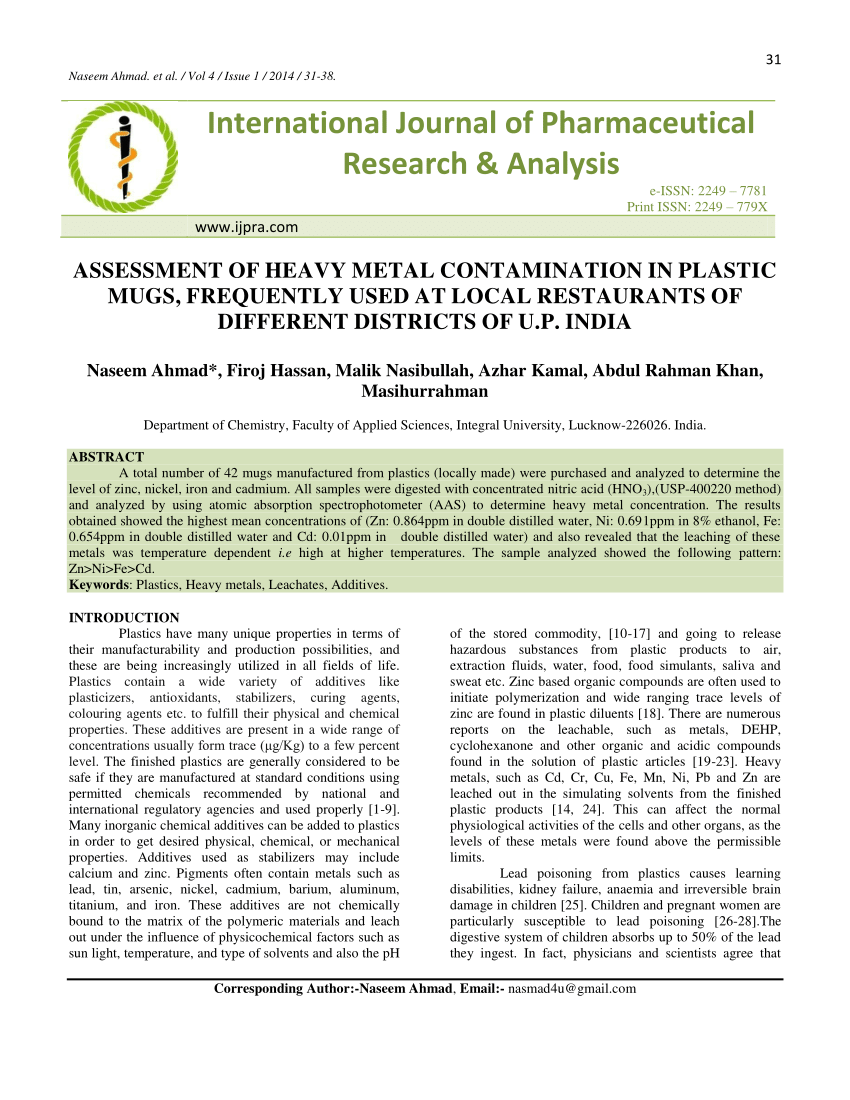 (PDF) International Journal of Pharmaceutical Research & Analysis