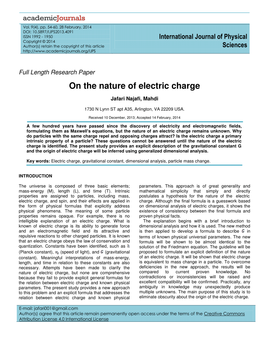 blandt fattigdom sfære PDF) On the nature of electric charge