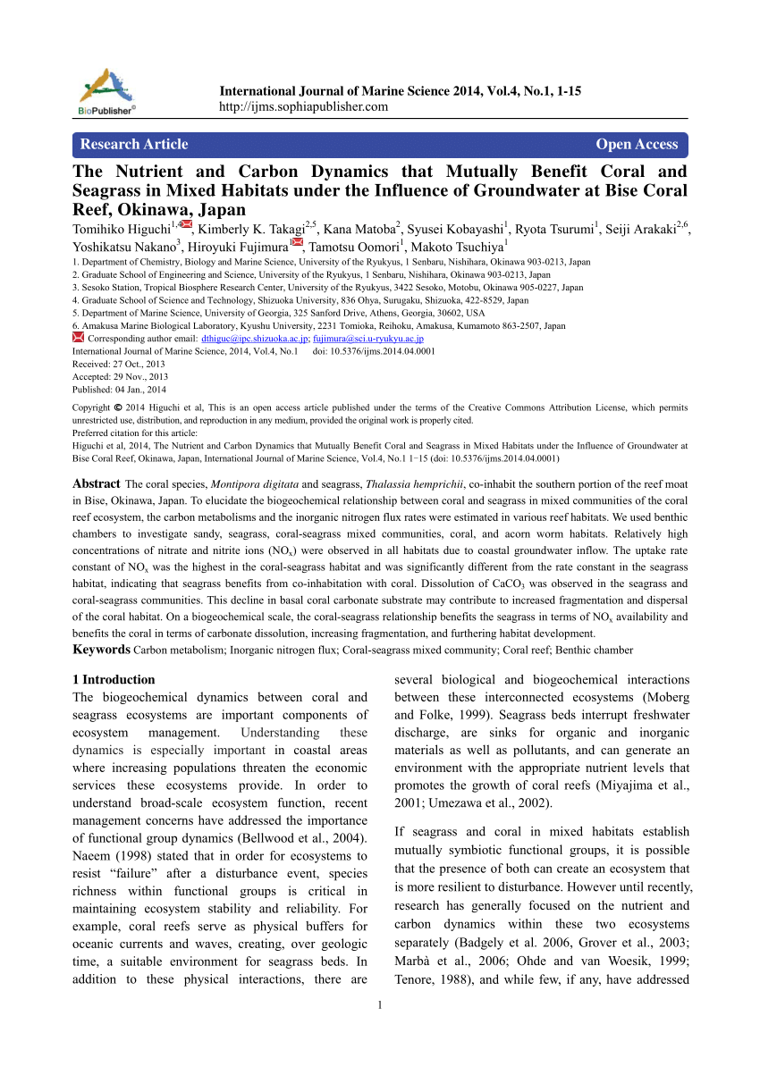 (PDF) The Nutrient and Carbon Dynamics that Mutually Benefit Coral and