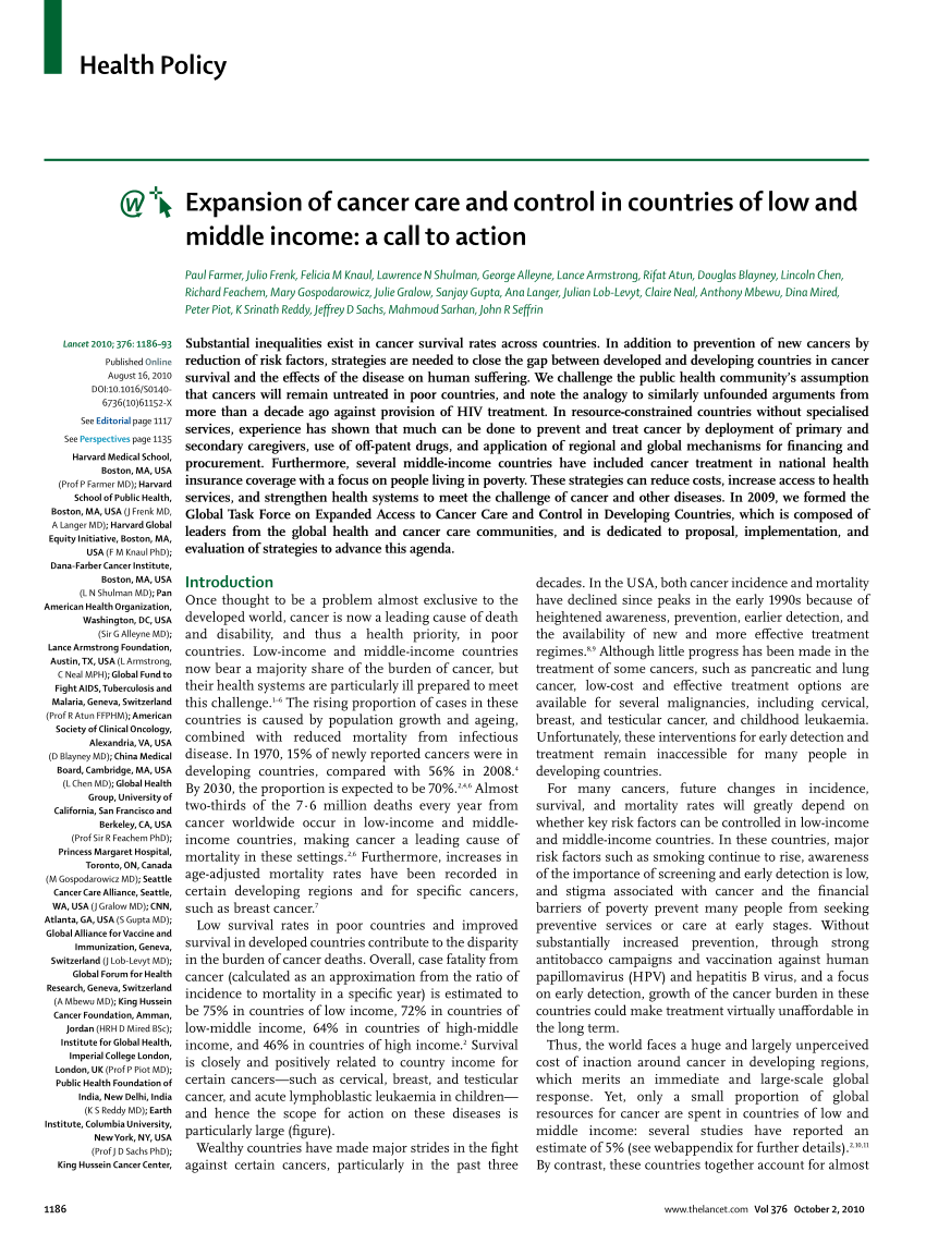 PDF Expansion of cancer care and control in countries of low and