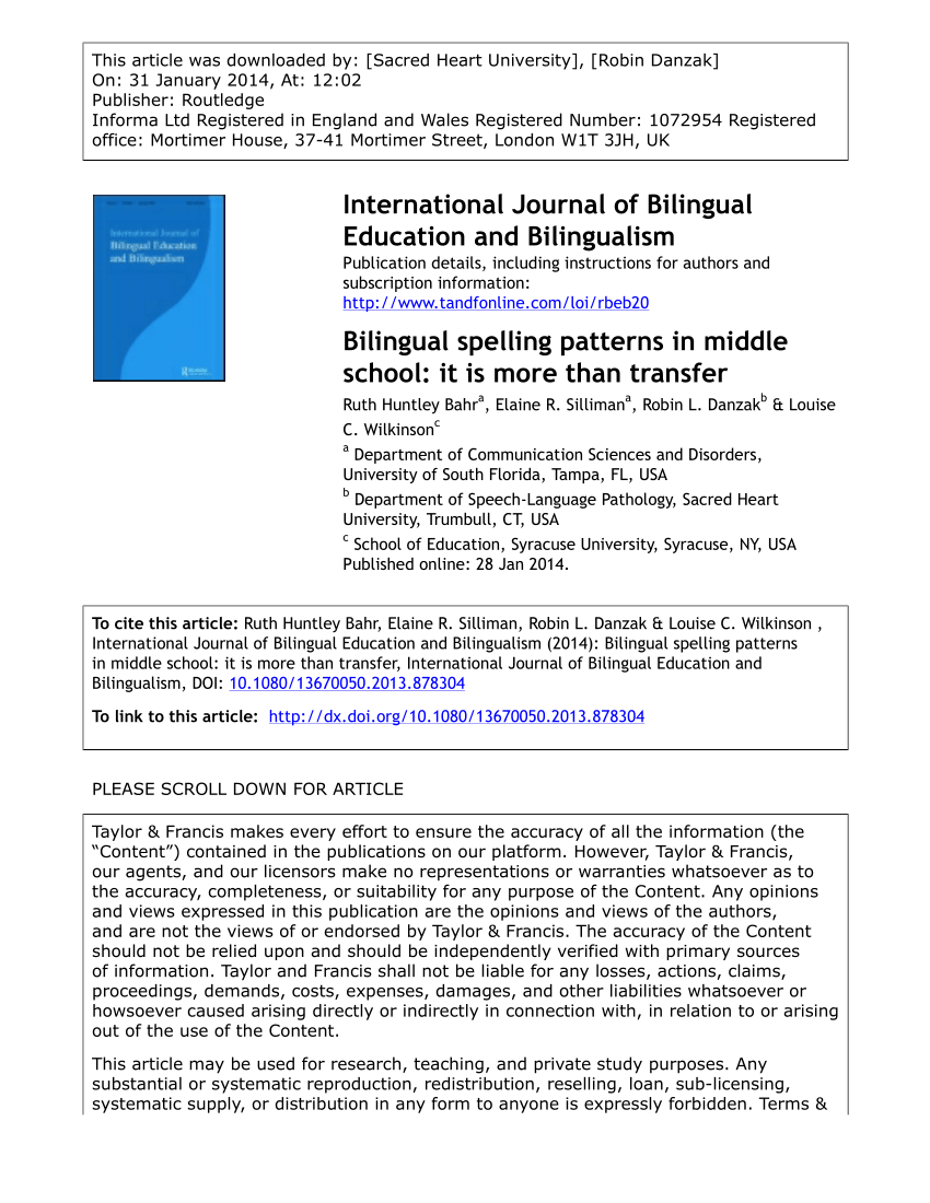 PDF) International Journal of Bilingual Education and Bilingualism