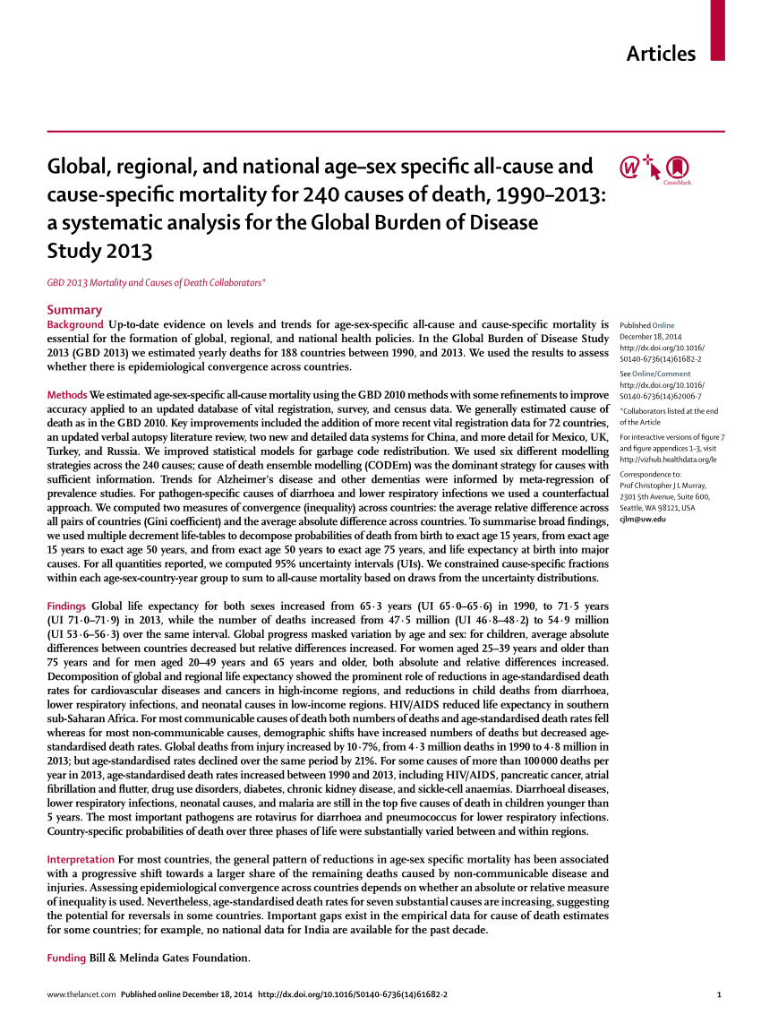 Pdf Global Regional And National Age Sex Specific All Cause And Cause Specific Mortality For