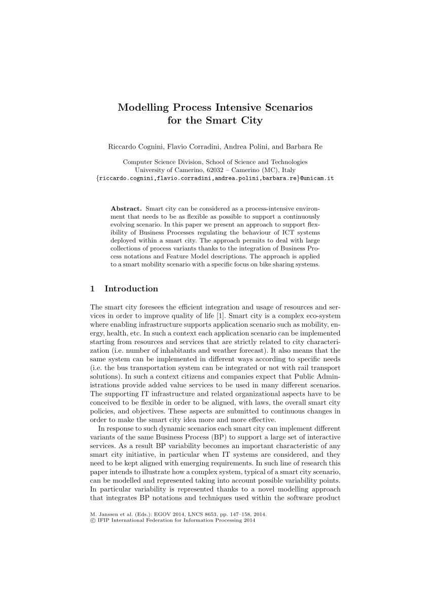 Pdf Modelling Process Intensive Scenarios For The Smart City