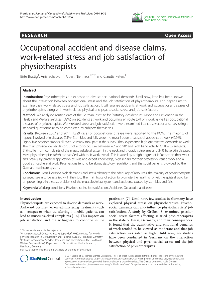 PDF Occupational accident and disease claims, workrelated stress and job satisfaction of 