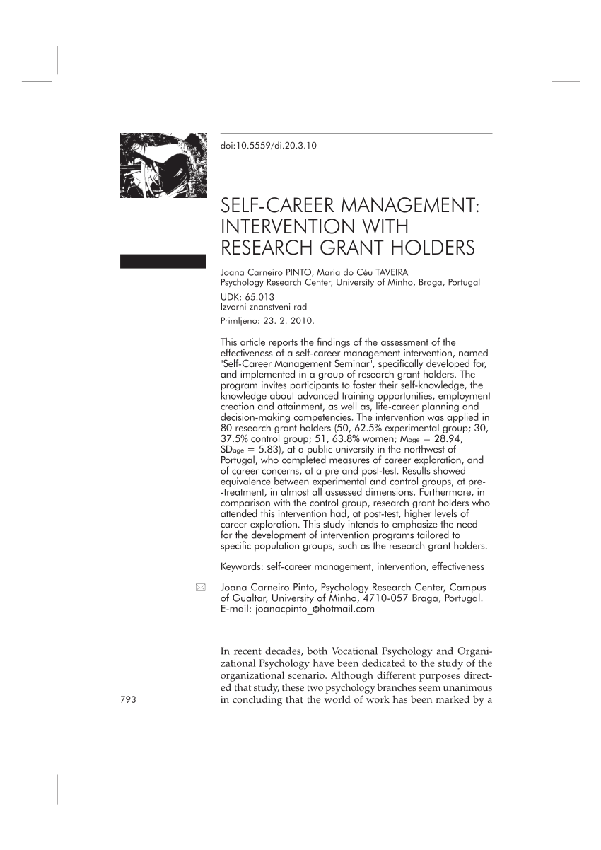 PDF) Self-career management: Intervention with research grant holders