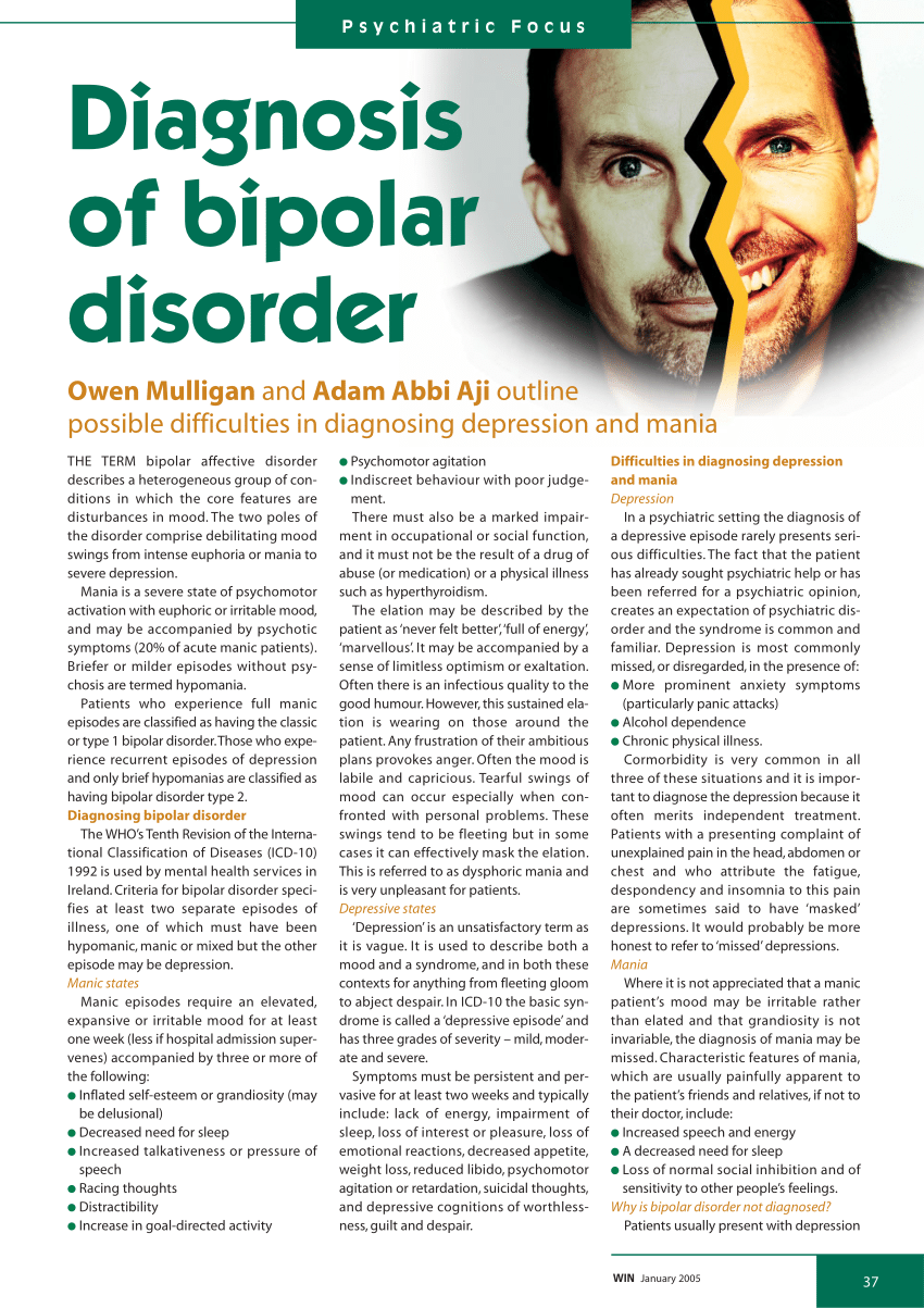 (PDF) Diagnosis of bipolar disorder