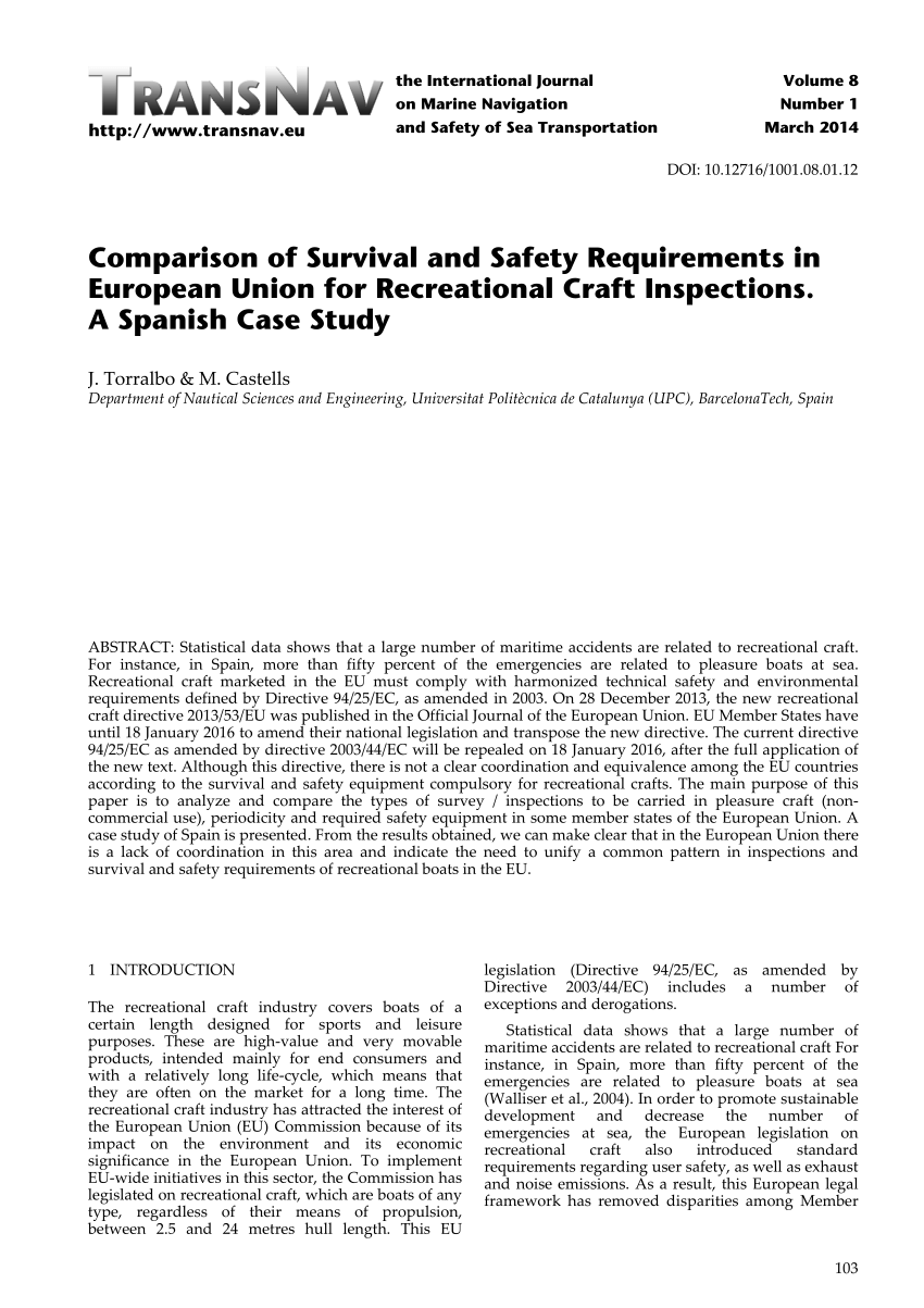 PDF) Comparison of Survival and Safety Requirements in European ...