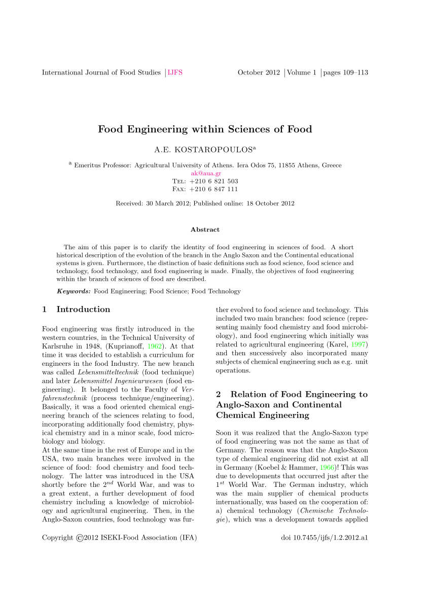 research paper on food engineering