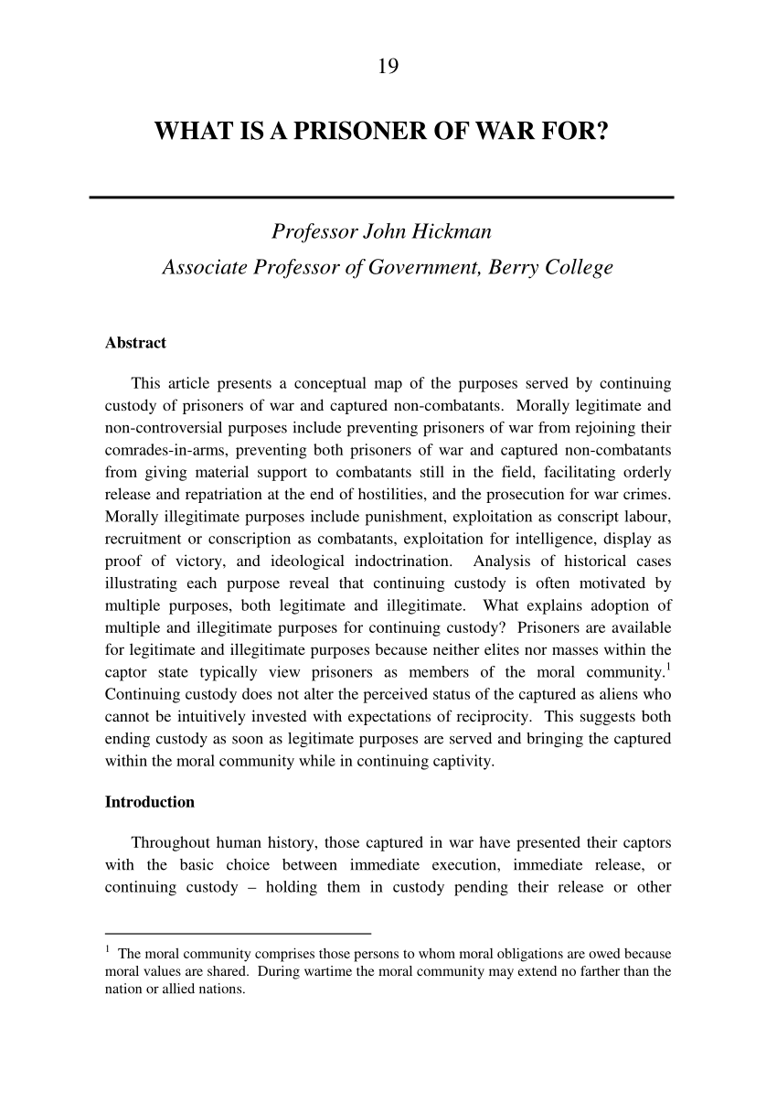 research paper on prisoner of war
