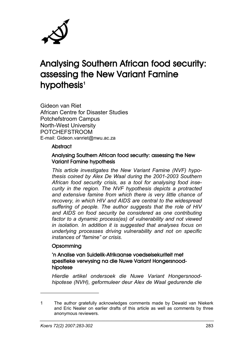 hypothesis on food security