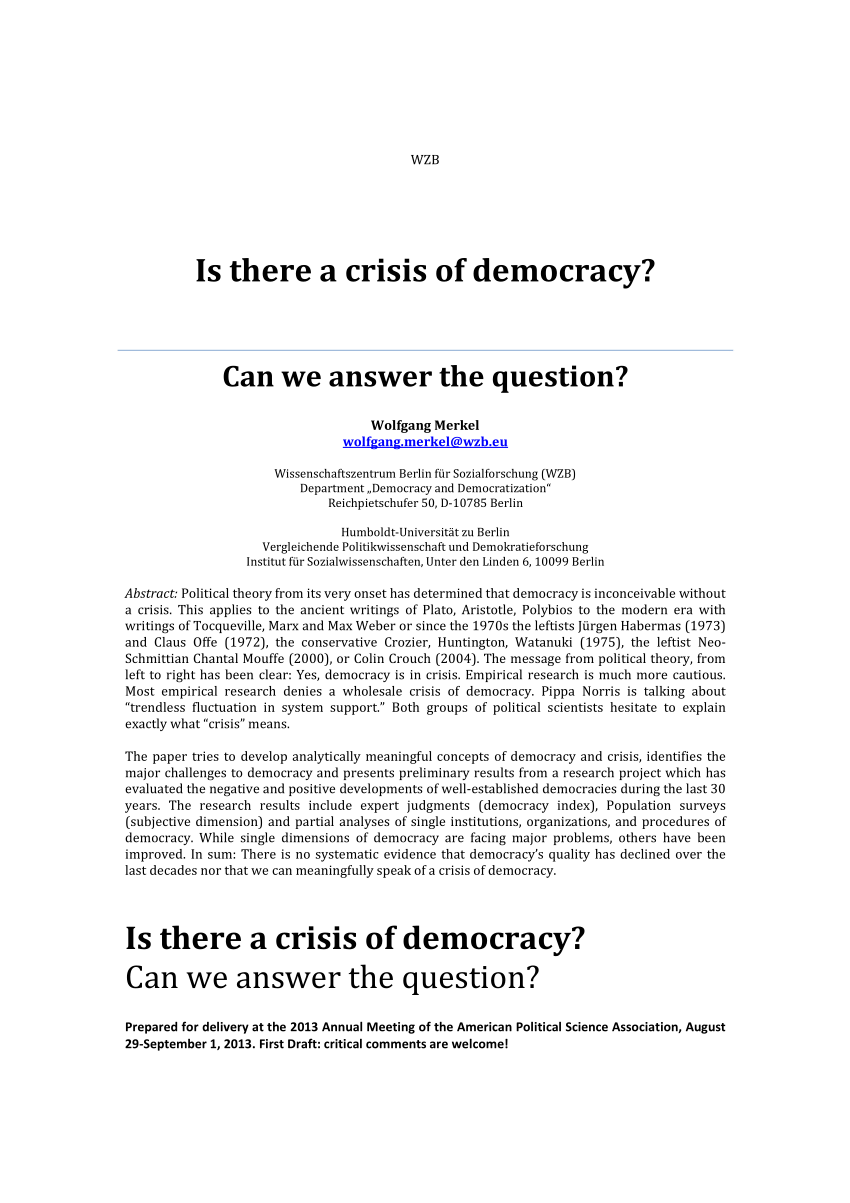 democracy in crisis essay