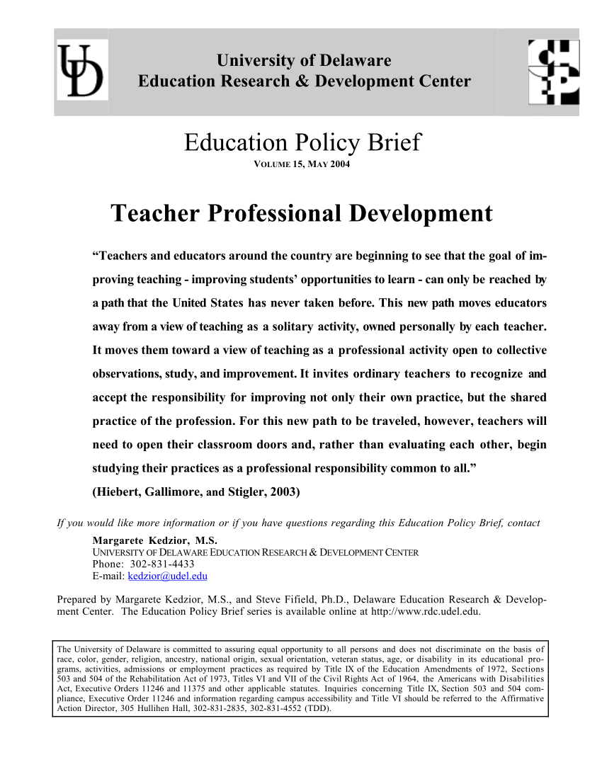 research on teachers professional development
