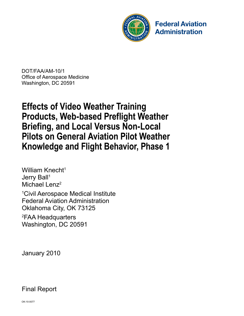 Pdf Effects Of Video Weather Training Products Web Based Preflight