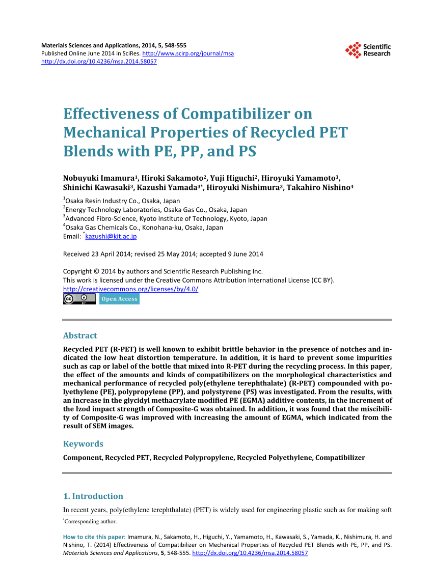 PDF) Effectiveness of Compatibilizer on Mechanical Properties of