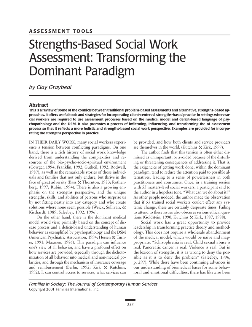 strengths based approach social work case study