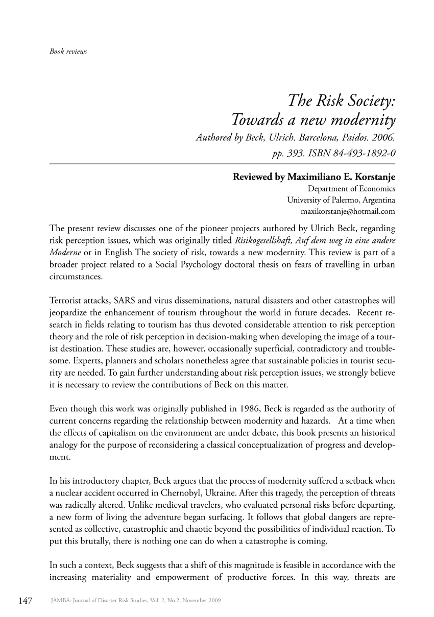 risk society thesis pdf