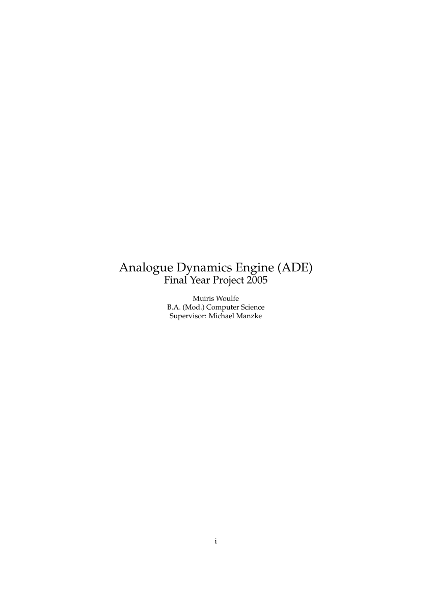 PDF) Analogue Dynamics Engine (ADE)