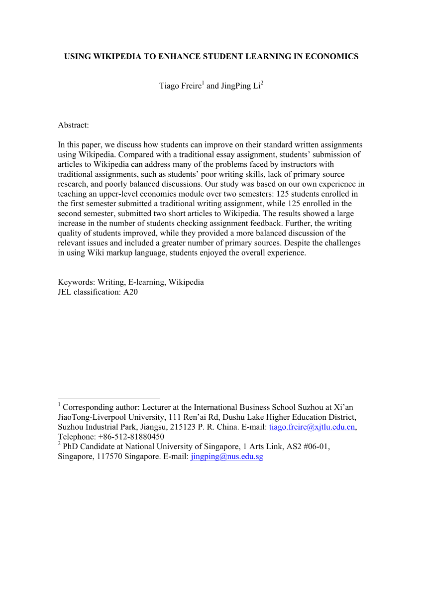 Joseph Banks kaçakçılık pompa  PDF) Using Wikipedia to Enhance Student Learning: A Case Study in Economics