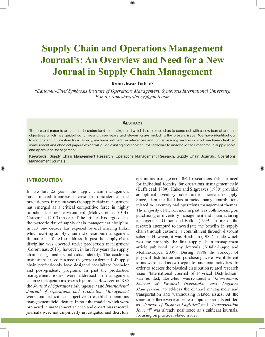 research paper on the supply chain