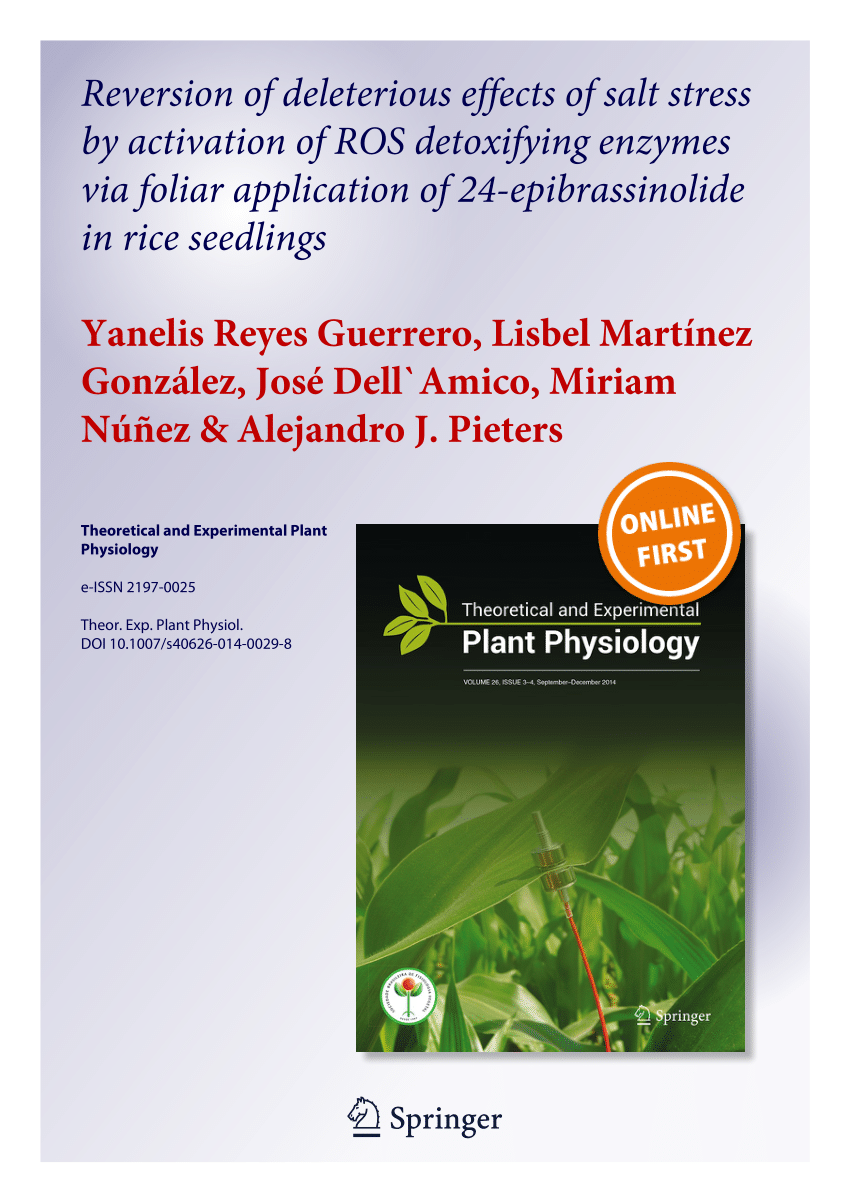 (PDF) 2 3 Theoretical and Experimental Plant Physiology e-ISSN 2197-0025