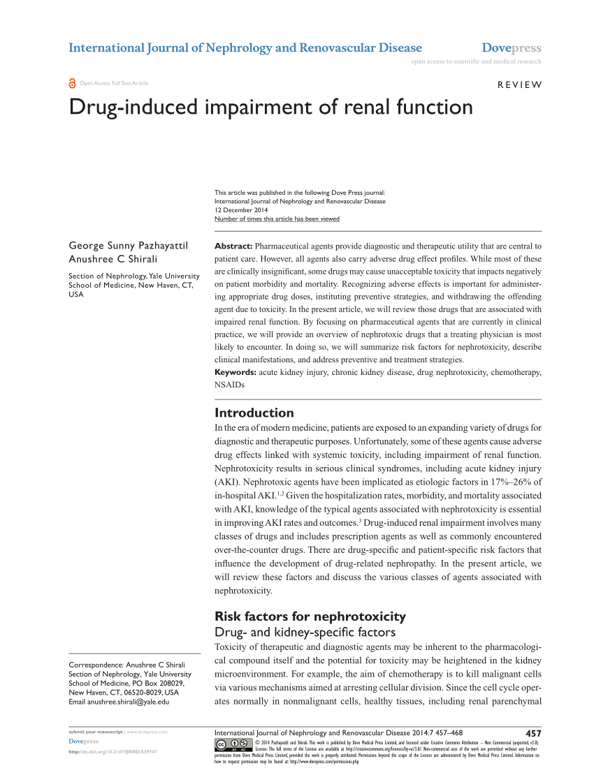 (PDF) Drug-induced impairment of renal function