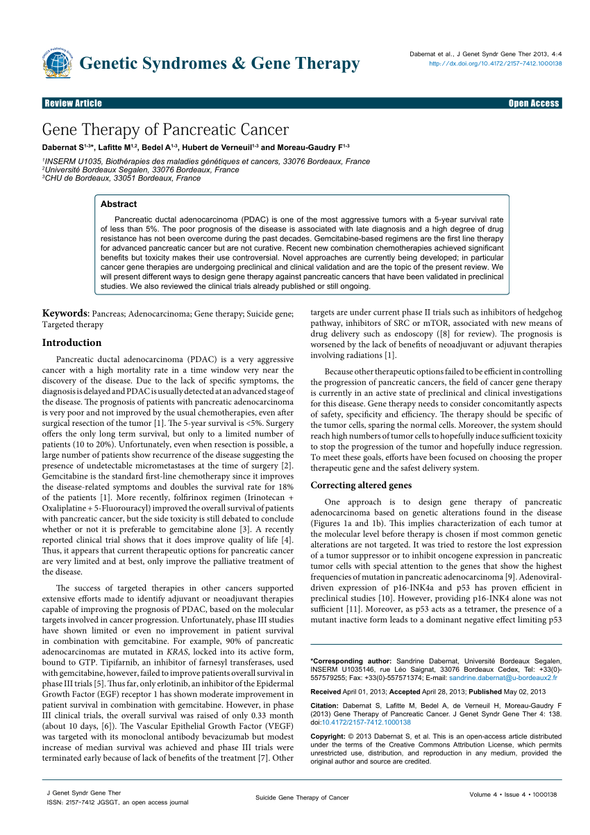 (PDF) Gene Therapy of Pancreatic Cancer