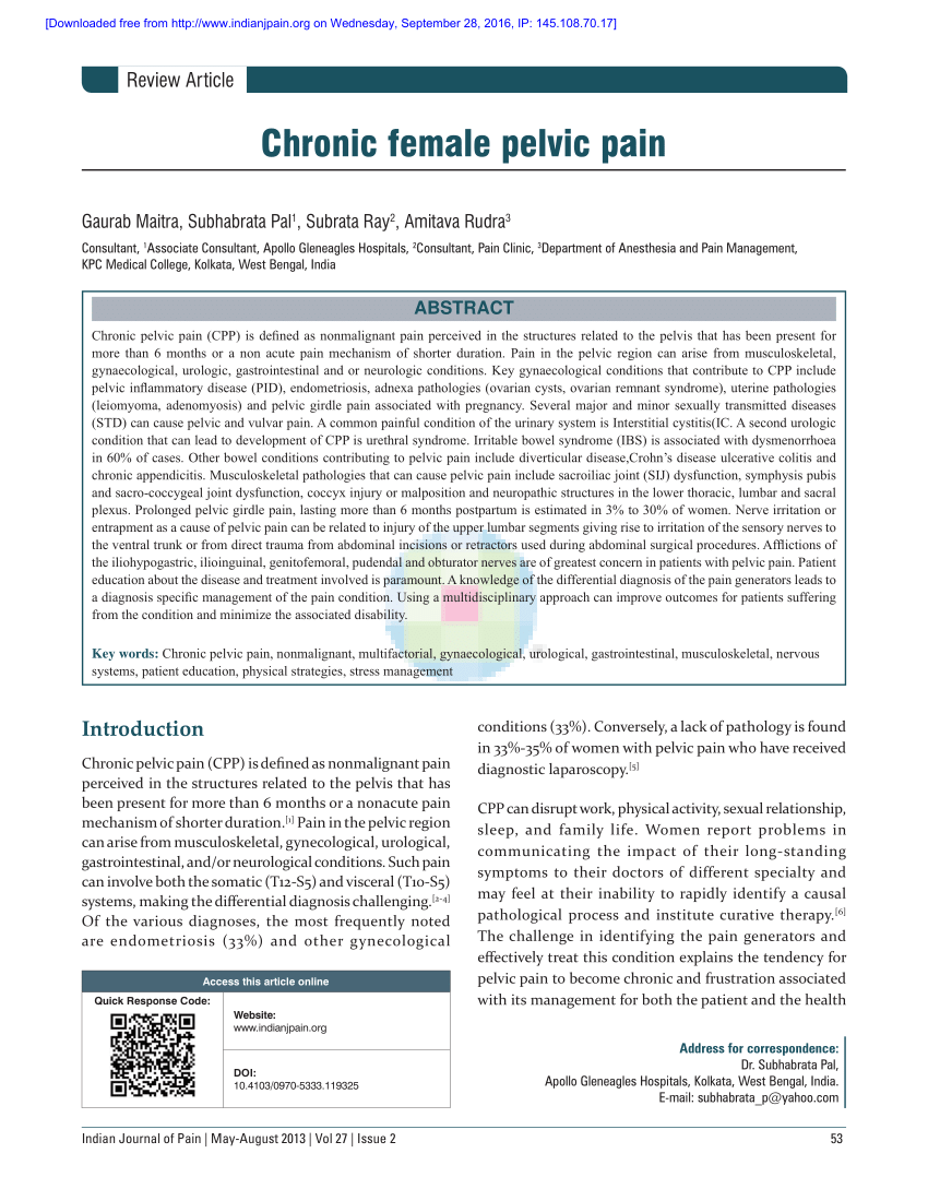 Pdf Chronic Female Pelvic Pain