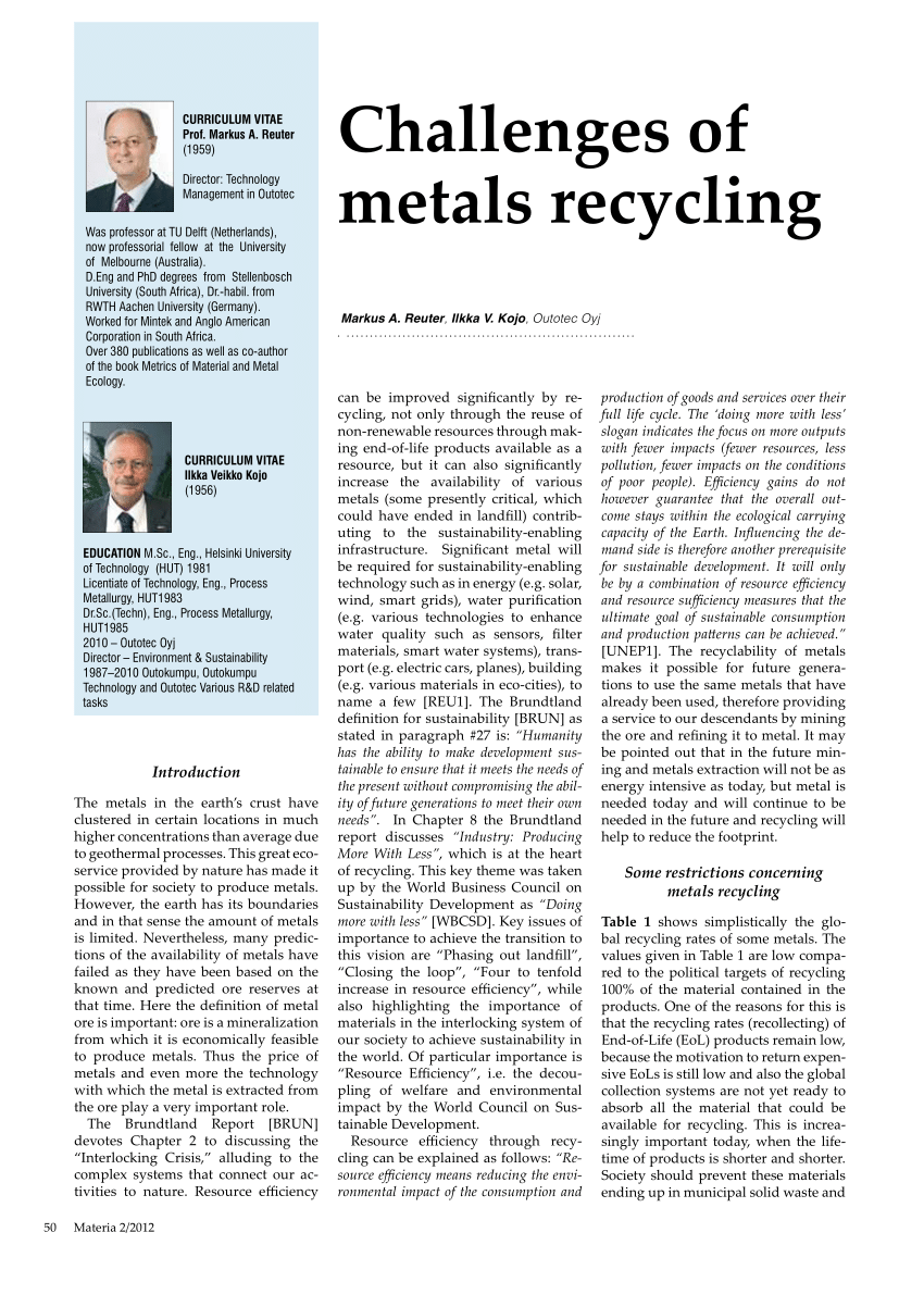 Metal recycling: opportunities, limited, infrastructure by United Nations  Environment Programme - Issuu