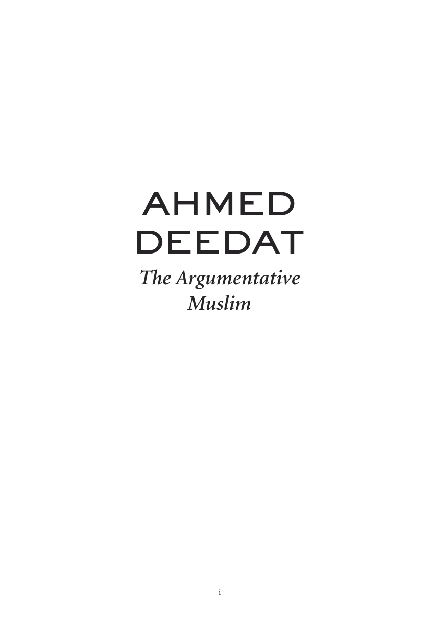 PDF) Ahmed Deedat. The Man and His Mission