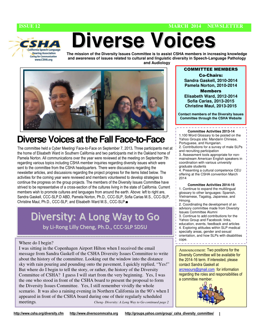 (PDF) Diverse Voices published from 2010 to 2014 California Speech