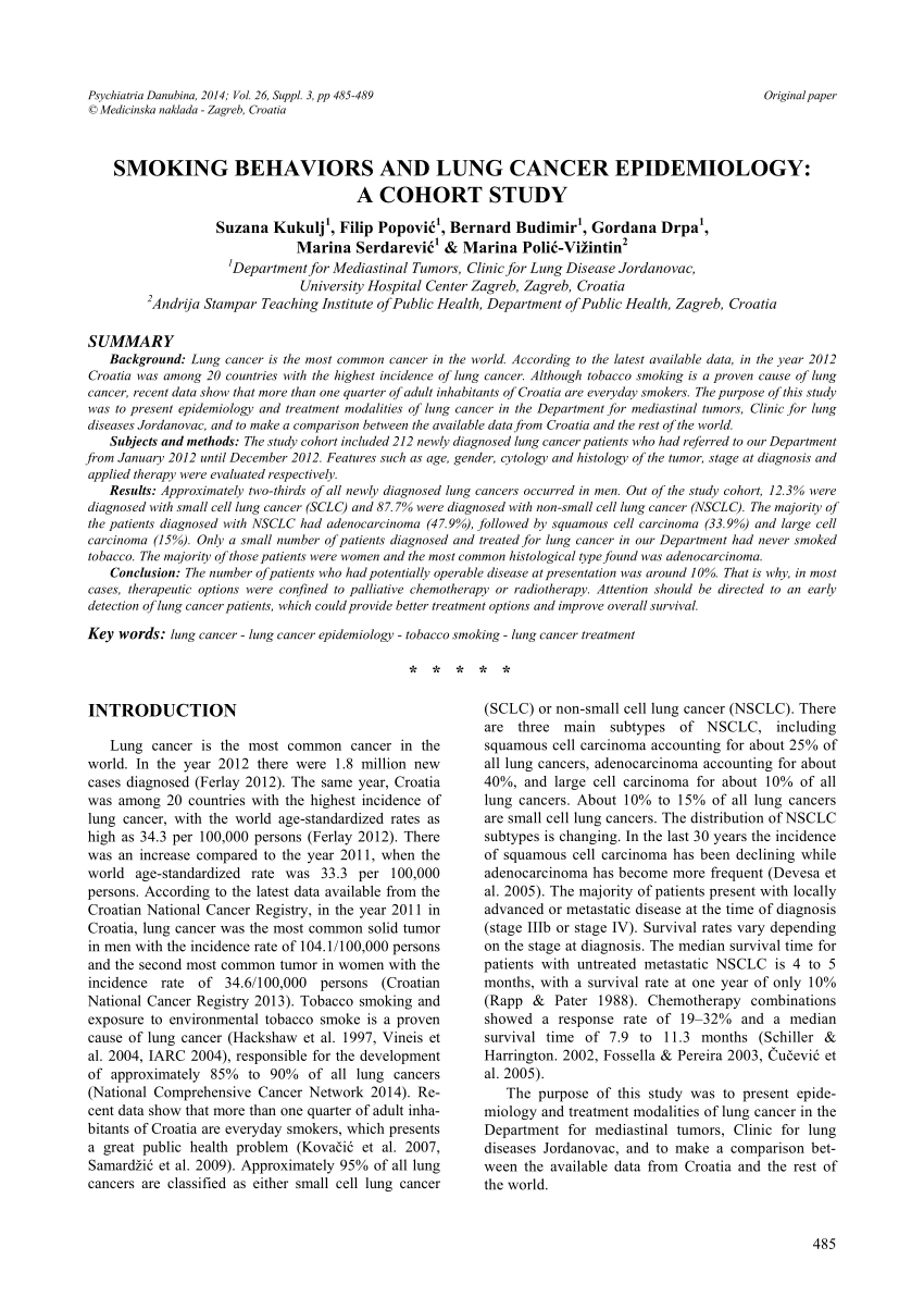 (PDF) Smoking behaviors and lung cancer epidemiology: A cohort study