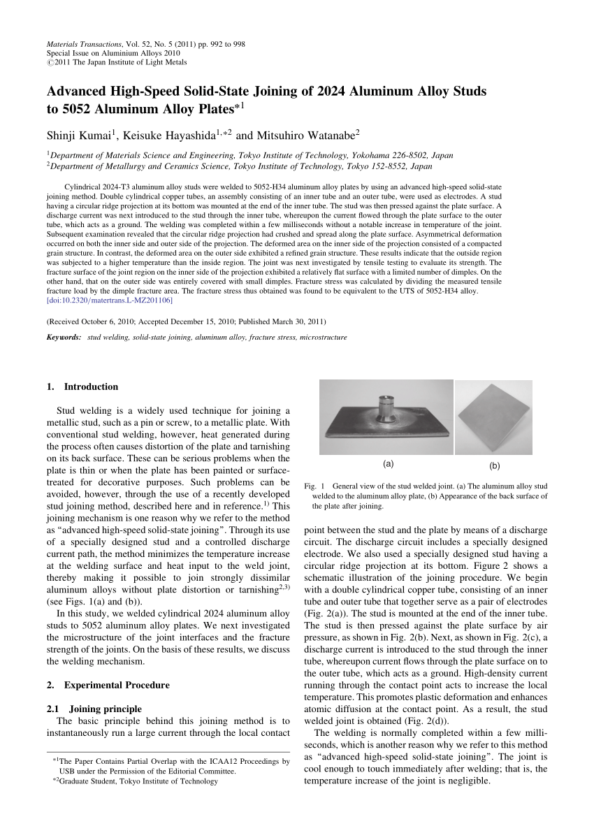 (PDF) Advanced HighSpeed SolidState Joining of 2024 Aluminum Alloy